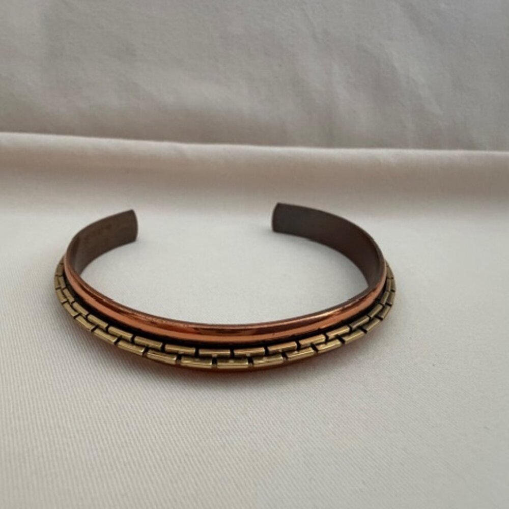 Copper and Brass Chain Cuff Bracelet